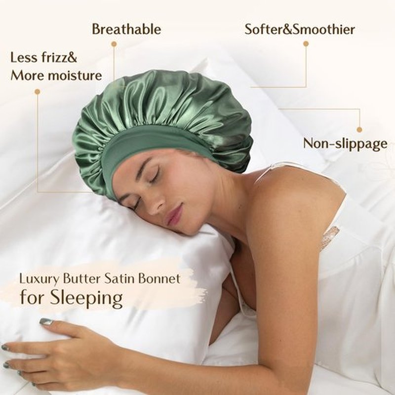 YANIBEST Silk Bonnet for Sleeping Women Double Layer Satin Lined Hair Bonnets for Sleeping Soft Elastic Band Silk Sleep Cap for Curly Natural Hair