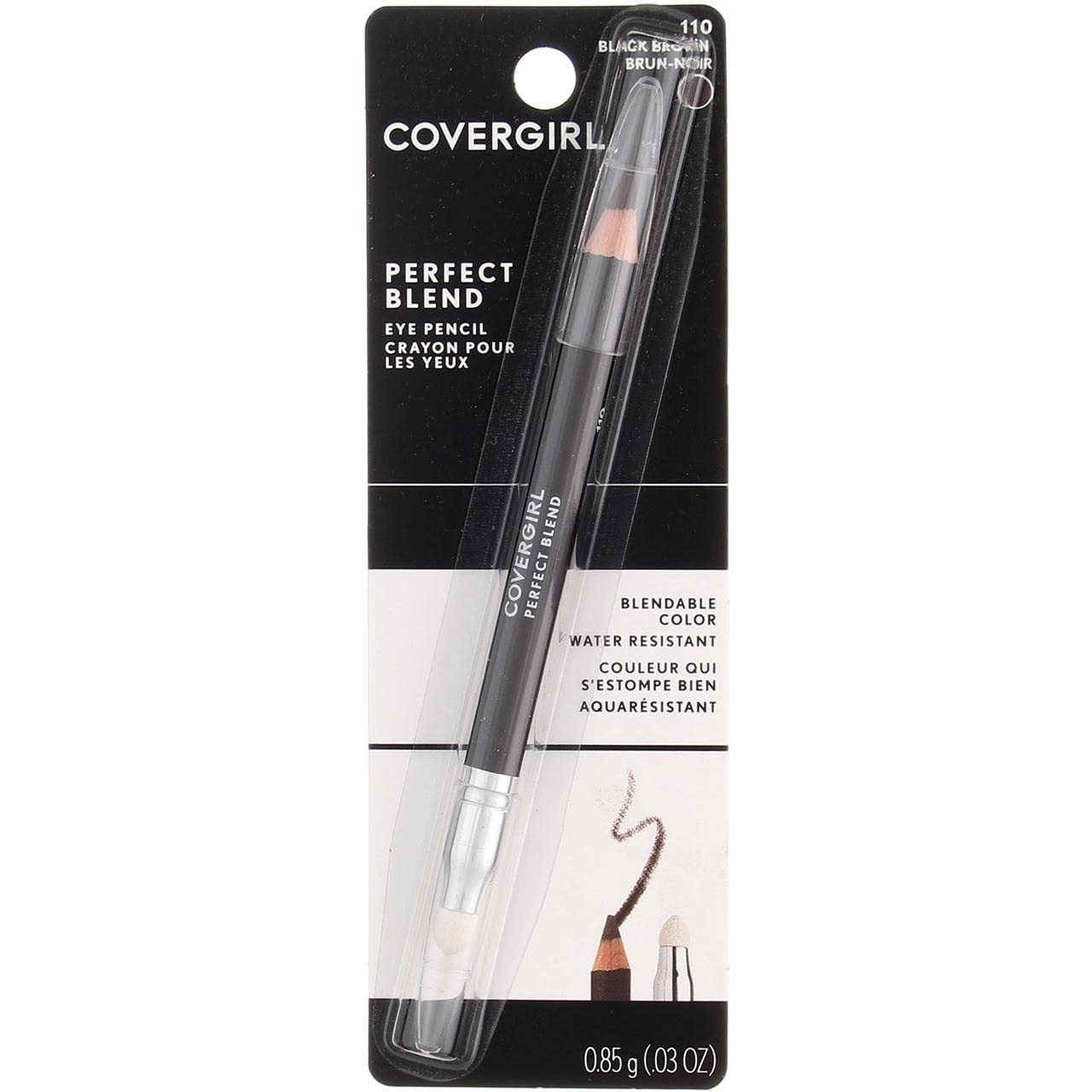 CoverGirl Perfect Blend Eye Pencil, Basic Black [100], 0.03 oz (Pack of 6)
