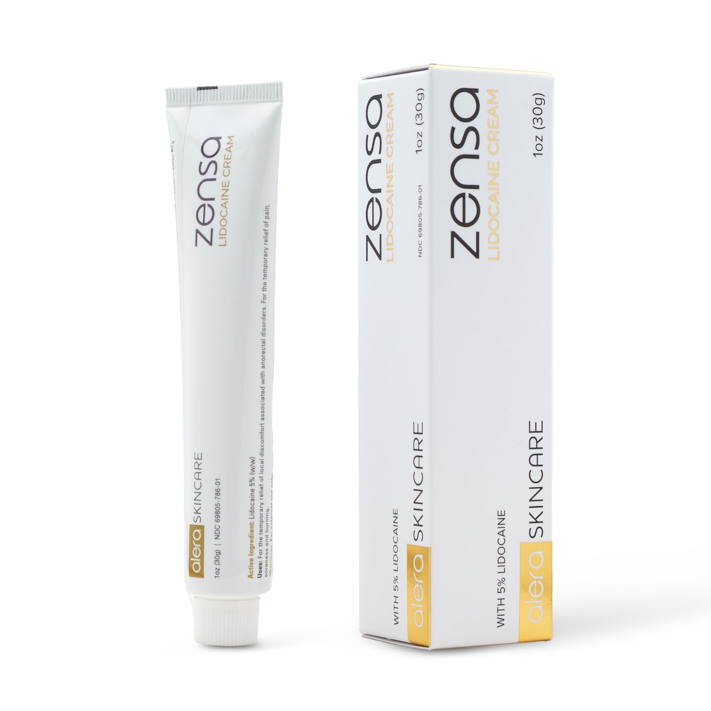 Zensa Numbing Cream 5% Lidocaine, Maximum Strength Topical Anesthetic-Pain Relief, Fast-Absorbing, Long-Lasting, Hypoallergenic Water-Based with Vitamin E, Vegan, Cruelty-Free, 30g, NDC 69805-786-01