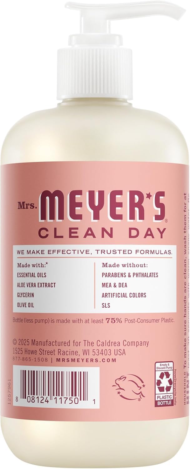 Mrs. MEYER'S CLEAN DAY Variety, 1 Liquid Hand Soap, 12.5 OZ, 1 Liquid Dish Soap, 16 OZ, 1 CT (Rose)