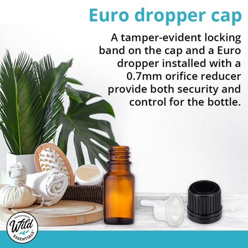 Wild Essentials 5ml Amber Glass Bottles with Euro Dropper Caps (255 Pack) - Great for Essential Oils, Perfumes and DIY Aromatherapy - Easy to Fill, Clean and Reuse - Protective and Durable