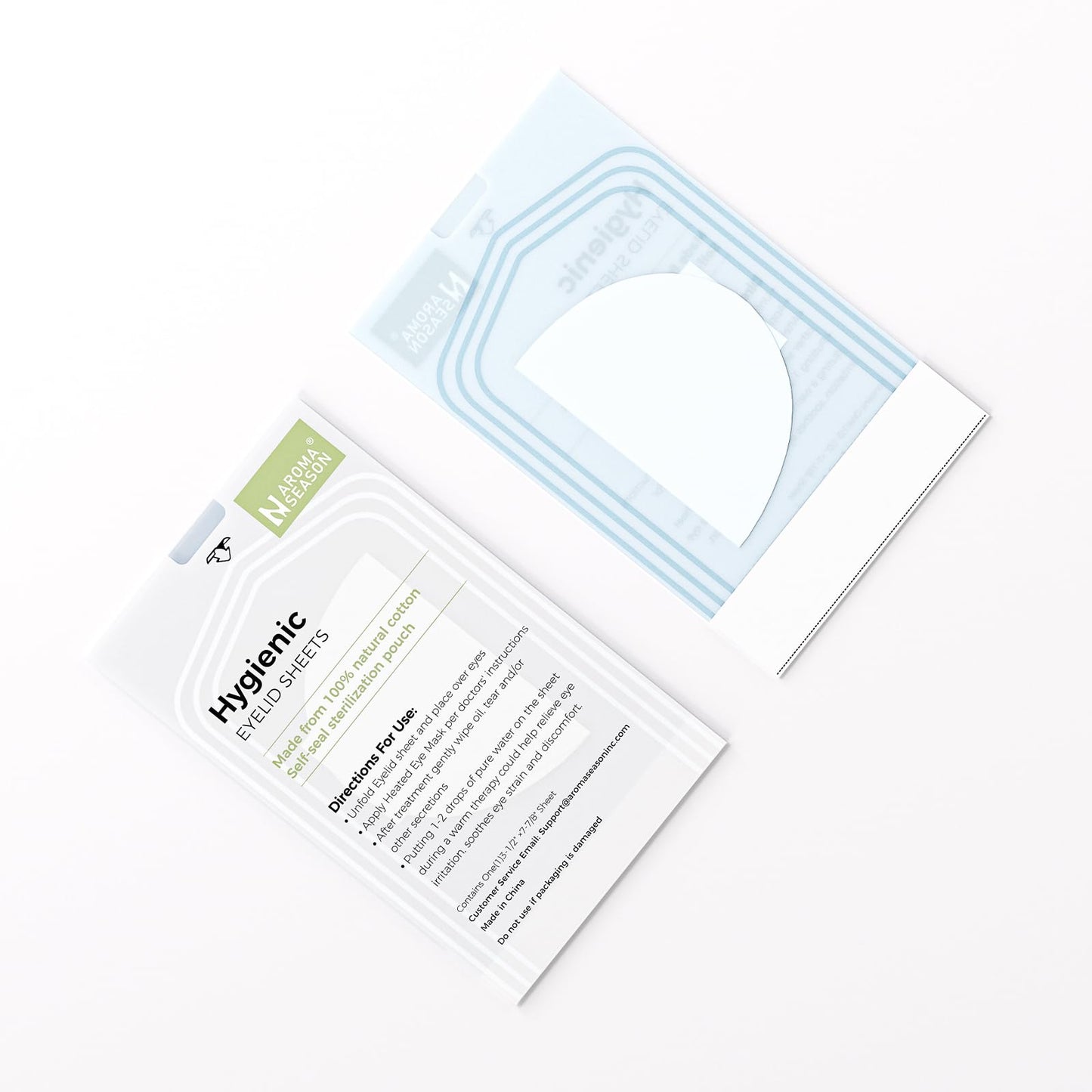 Aroma Season 100% Natural Cotton Hygienic Eyelid Sheets, Perfect for Use with Aroma Season Heated Eye Mask, Warm Eye Compress, Individually Wrapped Untreated Sheets 50 Count Box
