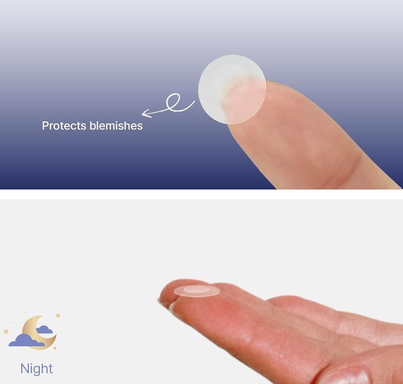Blemish Patch Day & Night - Hydrocolloid Spot Patches for Face | 72 Invisible Clear Stickers, Tapered Edge