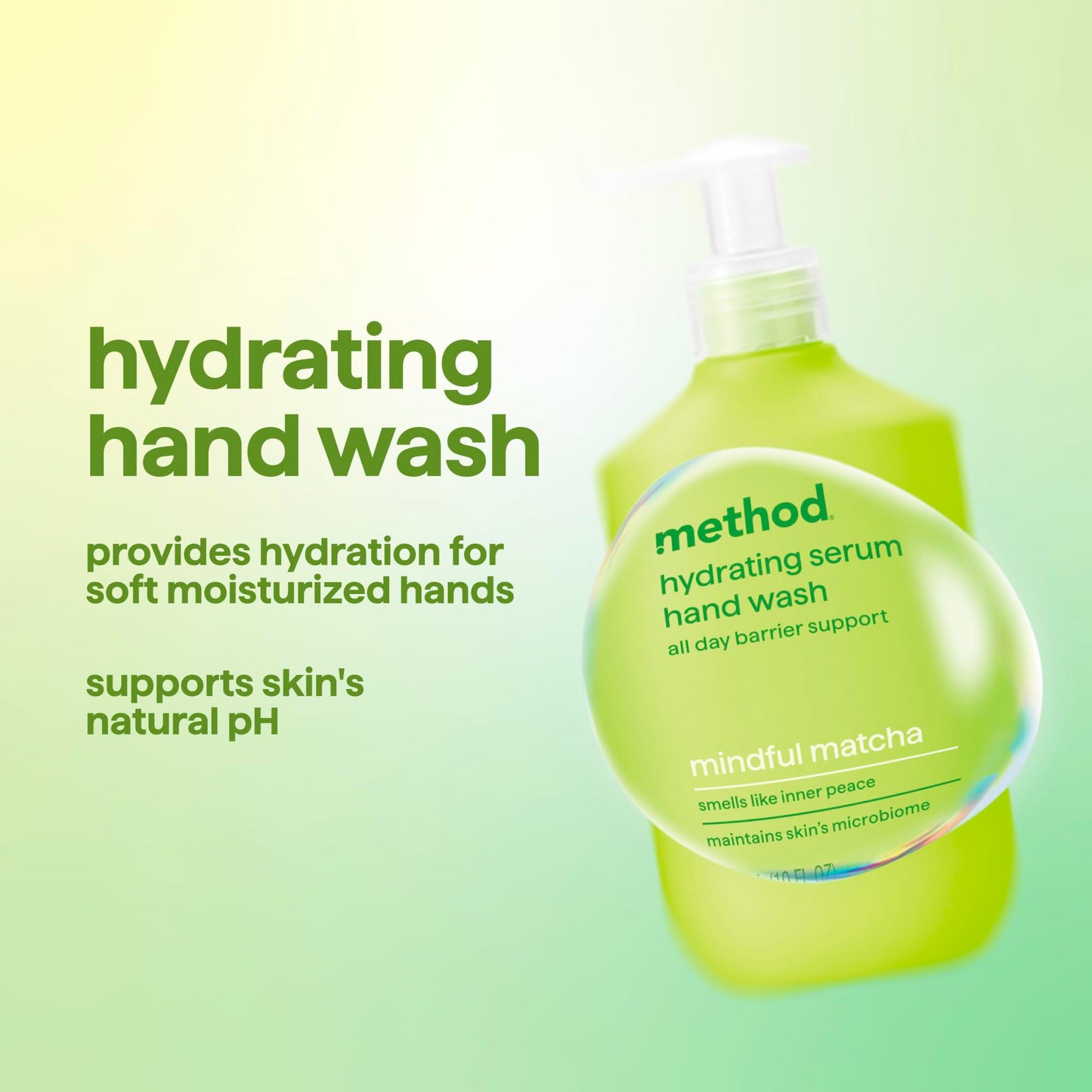 Method Hand Wash, Hydrating Serum, Mindful Matcha, 10 oz (Pack of 3)