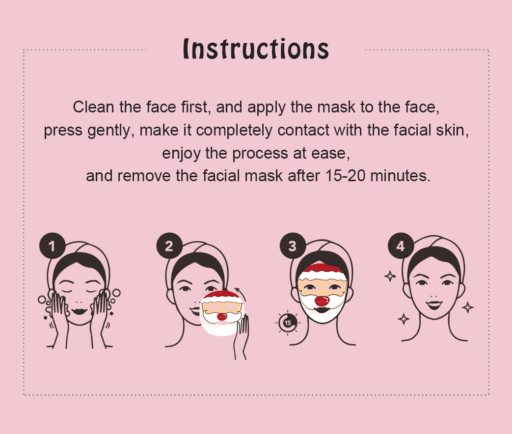 MOND'SUB Christmas Face Masks, Hydrating,Brightening,Nourishing and Soothing Sheet Animal Mask Set,Spa Kit for Women Skin Care,Stocking Stuffers Gifts,Korean Facial Masks,6 Pcs