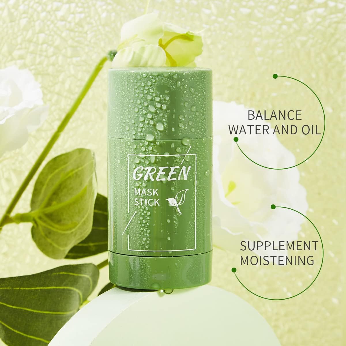 Porcolle 2 Pcs Green Tea Mask Stick for Face,10 Minutes Blackhead Remover with Green Tea Extract, Moisturizing Face mask, Green Mask Stick for Face Moisturizing