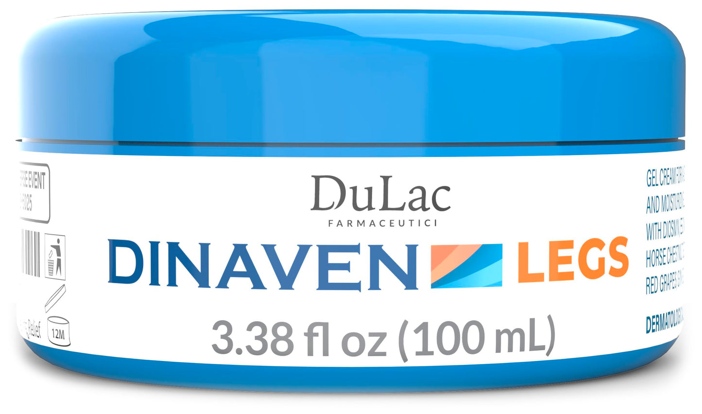 Dulac, Dinaven Legs Gel Cream, Cooling & Refreshing, with Diosmin & Menthol, Horse Chestnut Extract, Butcher's Broom & Red Vine, Fast-Absorbing, Non-Greasy, Daily Leg Care, 3.38 fl oz, Made in Italy
