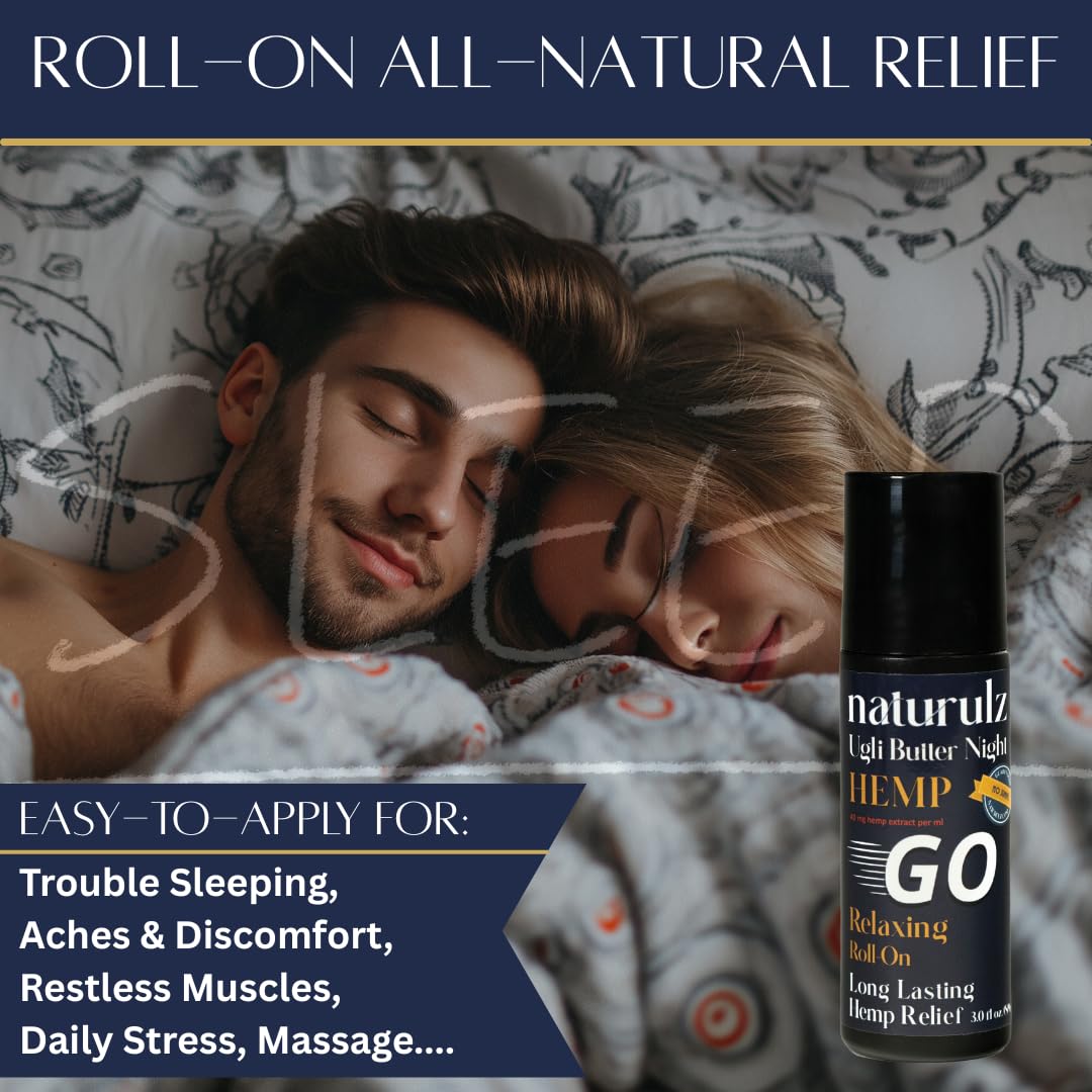Ugli Butter Hemp Nighttime Roll-On GO 3oz – Calming Blend with Oregon-Grown Hemp, Lavender, Chamomile & Passionflower for Relaxation & Helathy Sleep Cycle Support-Restless Muscles, Aching HIPS & Back