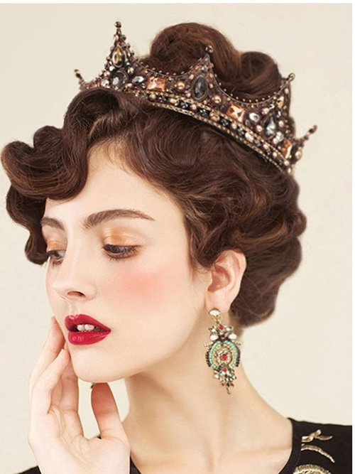 Yovic Baroque Wedding Crowns Rhinestone Bridal Crown and Tiara Crystal Bride Crown Prom Costume Party Hair Accessories for Women and Girls (Gold-2)