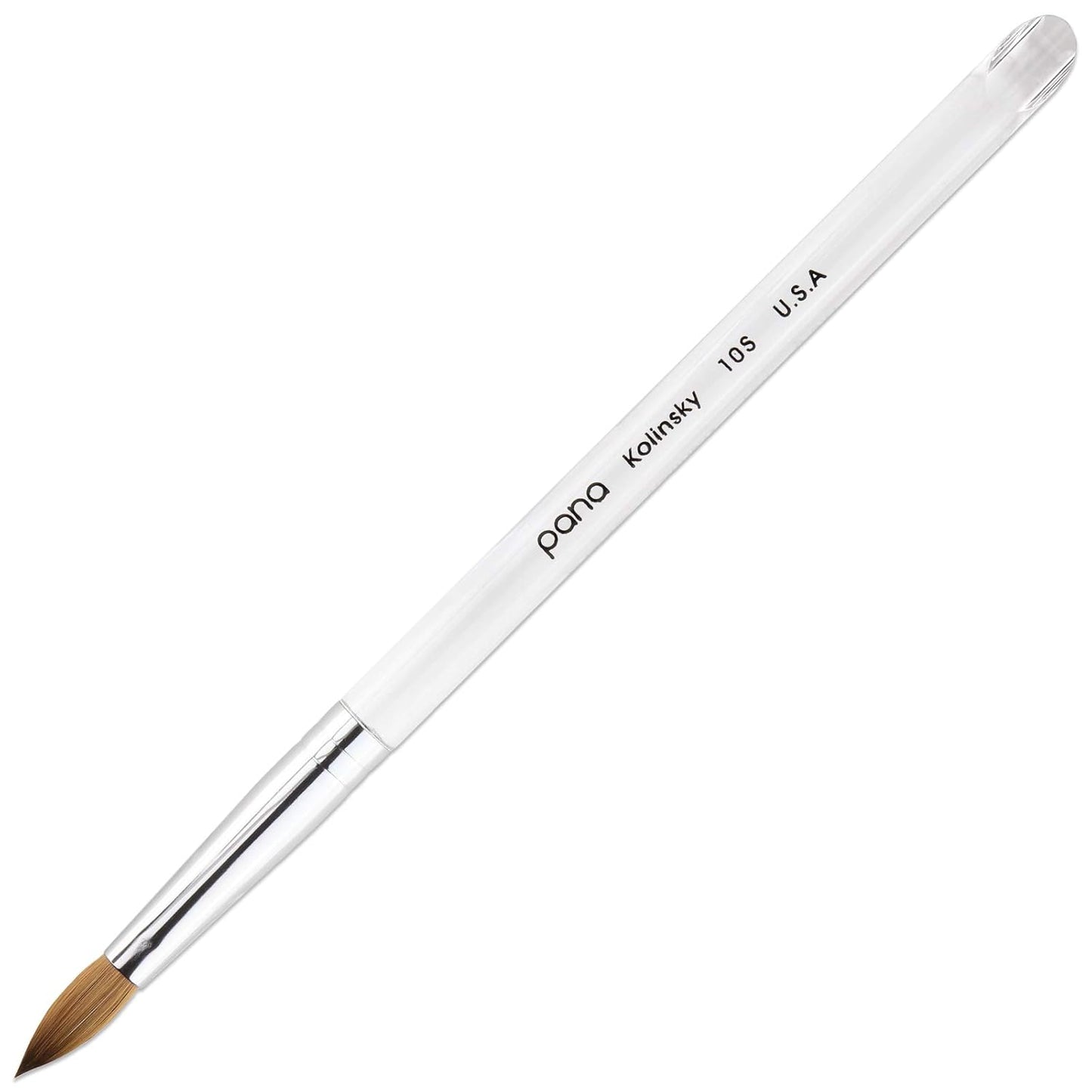 Size 10 PANA Pure Kolinsky Acrylic Nail Brush - Oval Crimped Clear Handle
