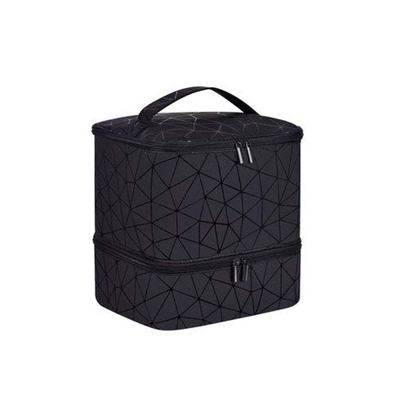 Quoyiyo Nail Polish Organizer Bag Nail Polish Organizer Bag,Double-Layer Nail Polish Storage and Nail Dryer Case,Holds 30 Bottles (15 ml) (Black)
