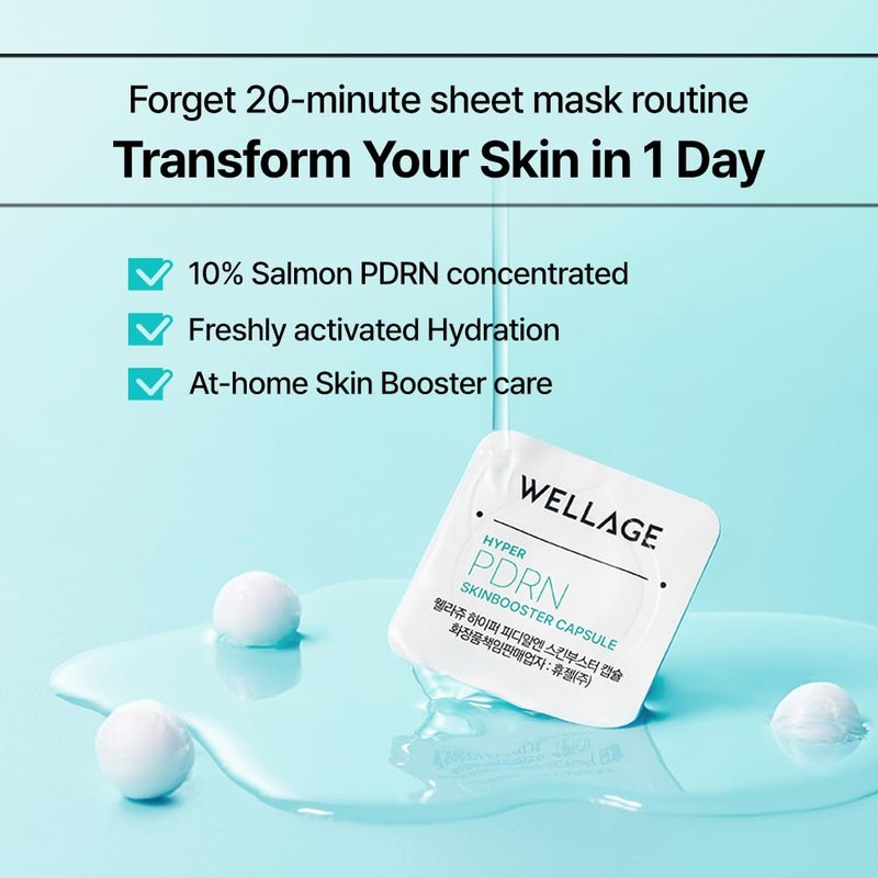 WELLAGE Hyper PDRN One-Day Kit - Hydrating Peptide Face Treatment | Pore Minimizing, Niacinamide & Hyaluronic Acid