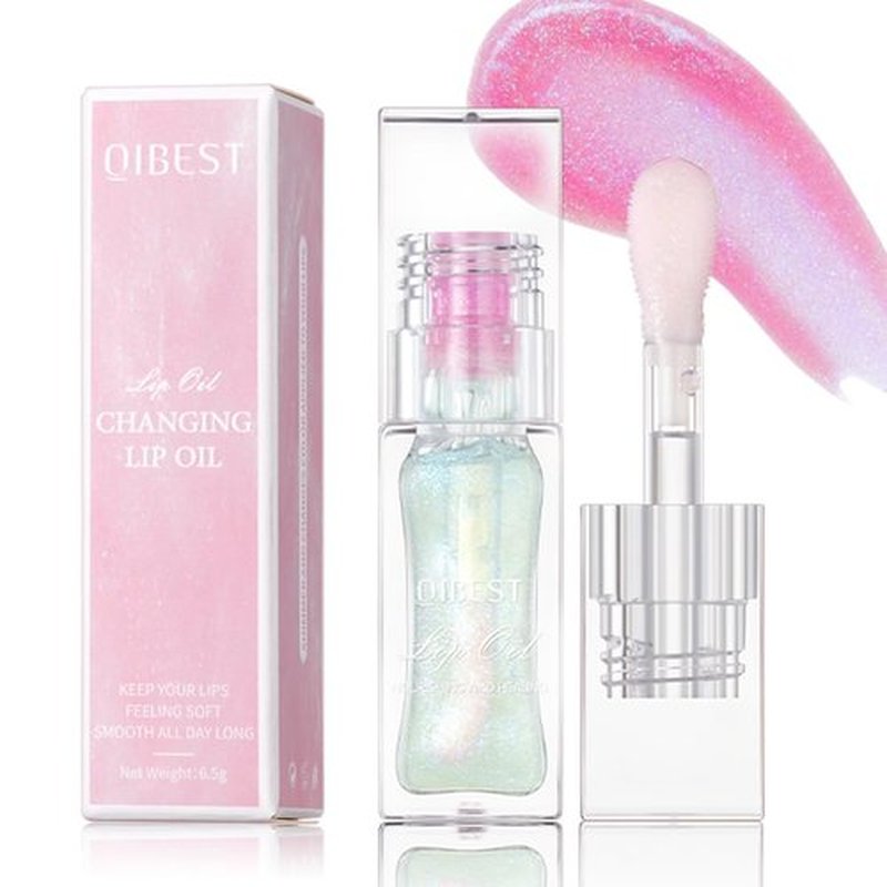 Hvecom Magic Color Changing Lip Oil Ph, Glitter Moisturizing Lip Glow Oil, Upgraded Big Brush Head Warm Change Lip Gloss, Long Lasting Nourishing Plumping Glimmer Glow Lipstick Lip Tint (04#)
