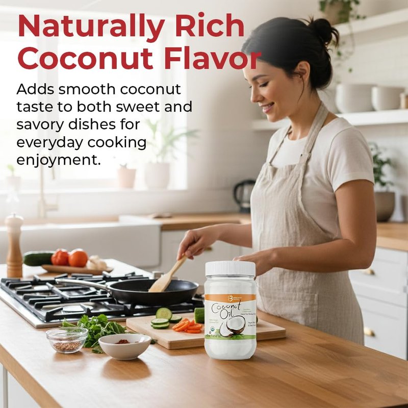 Organic Extra Virgin Coconut Oil - Unrefined & Cold Pressed, Non-GMO Cooking Oil | 14 Fl Oz
