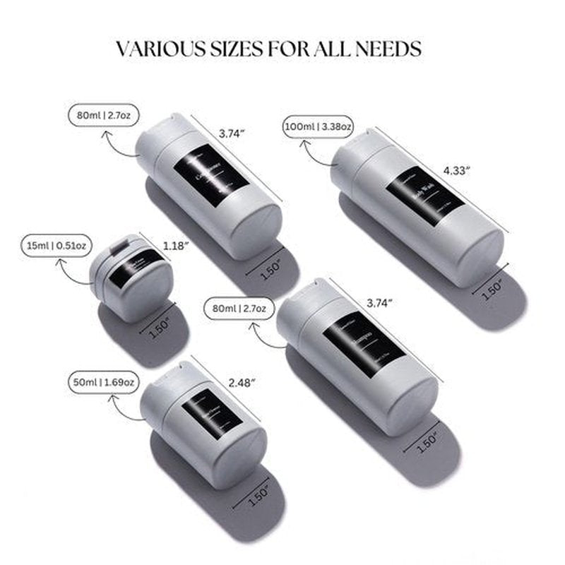 Travel Toiletries Bottles, Travel Shampoo and Conditioner Bottles, Travel Bottles Leak Proof, TSA Approved BPA Free Refillable Squeezable Travel Liquid Containers Set Minimalist Style (Grey)