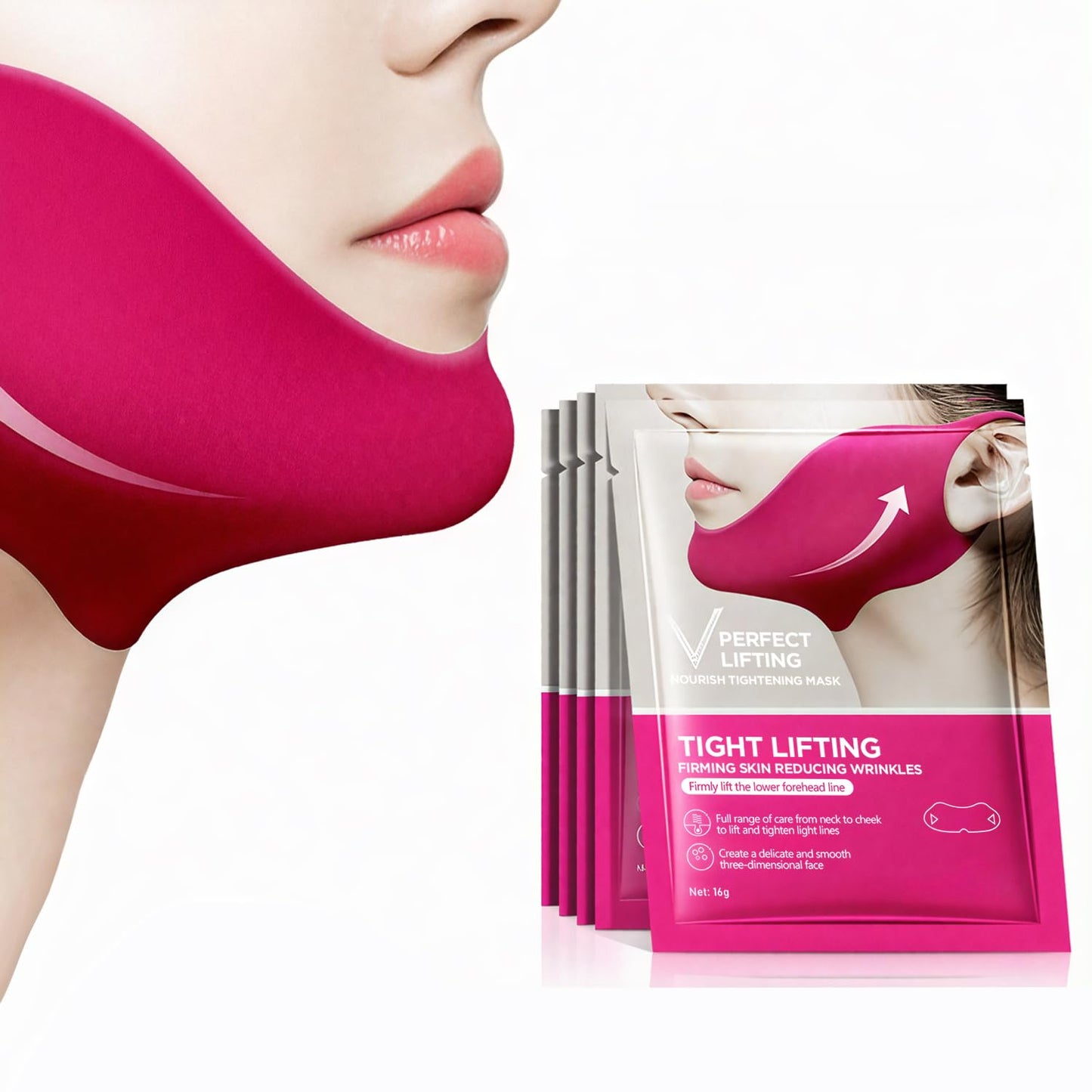 punkten Collagen V line lifting Mask Double Chin Reducer 5PCS Slimming Firming Moisturizing Skincare Face Mask