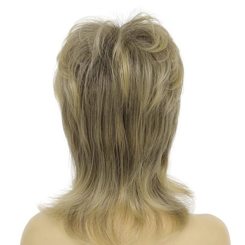 Dai Cloud Blonde Mullet Wig for Women Shaggy Shoulder Length Layered Wig 70s 80s Wigs Cosplay Daily Hair Wigs (Black Mix Blonde)