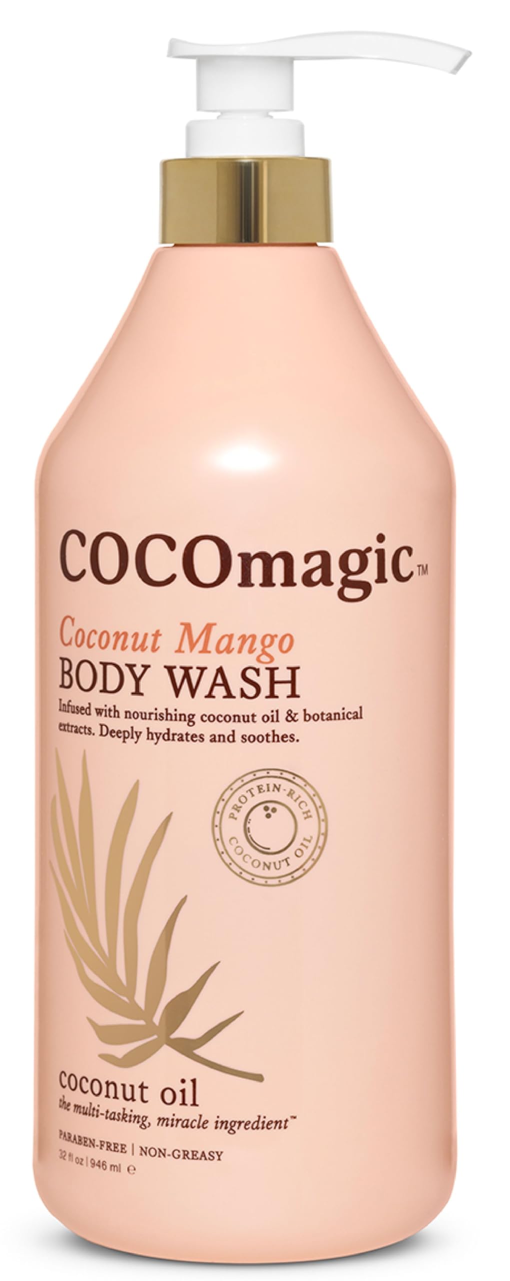 Cocomagic Coconut Mango Body Wash | Hydrating Coconut Oil & Shea Butter | Nourishes, Softens, Gently Cleanses | Paraben Free, Non-Greasy (32 Fl Oz)