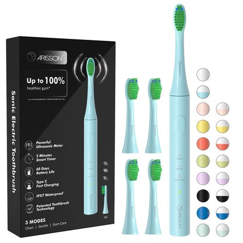ARISSON Sonic Electric Toothbrush for Adults and Kids, 40,000 VPM Power Toothbrush, 1.5H Fast Charge Ultrasonic Electric Toothbrushes with 2 Minutes Smart Timer, Jet Stream