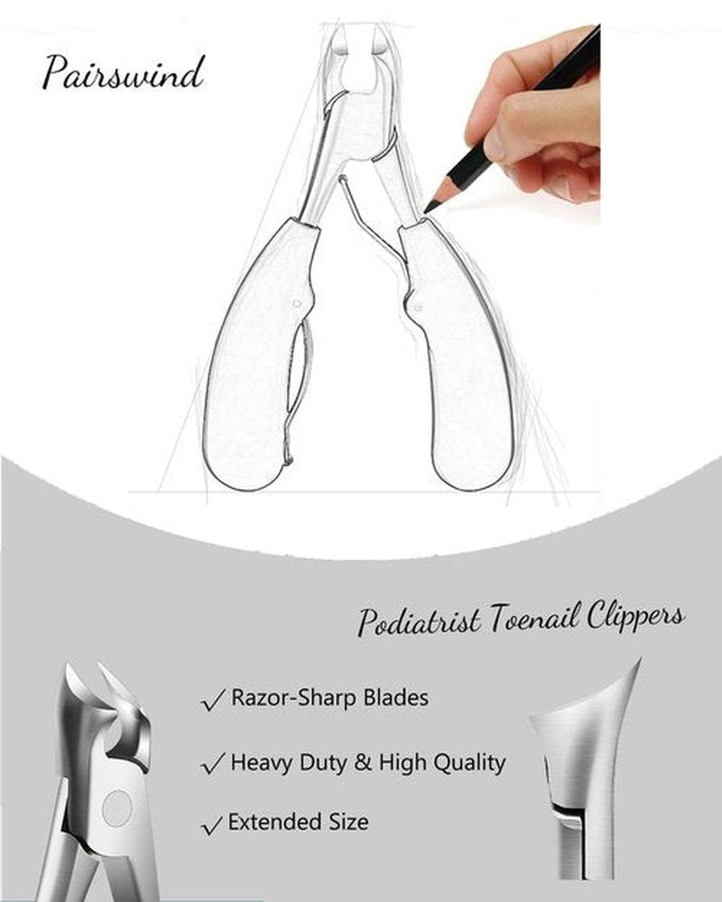 Thick Nail Clipeprs, Heavy Duty Large Toenail Clippers Wide Jaw and Angled Head Nail Clippers for Thick Nails, Nail Clippers with Slanted Curved Blade for Seniors, Men and Women (Black)