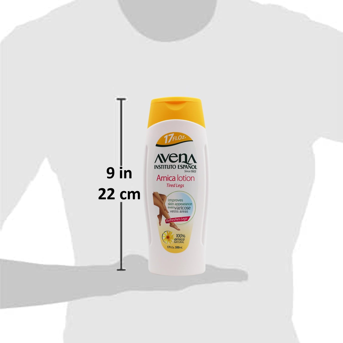 Avena Instituto Espanol Arnica Lotion Tired Legs, Improves Skin Appearance, Even Varicose Veins Areas, Refreshes Legs, 2-Pack of 17 FL Oz each, 2 Bottles
