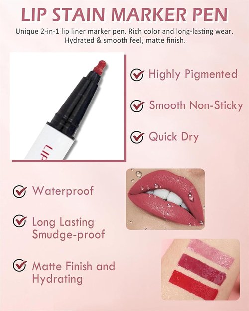 Anokia Cool Story Lip Liner Liquid, Cool Story Lip Liner, Longwear Liquid Lip Liner, Liquid Lipstick & Lip Liner Pencil, 2-in-1 Waterproof Long-Lasting Matte Liquid Lipstick for Women (02#, 0.6ml)