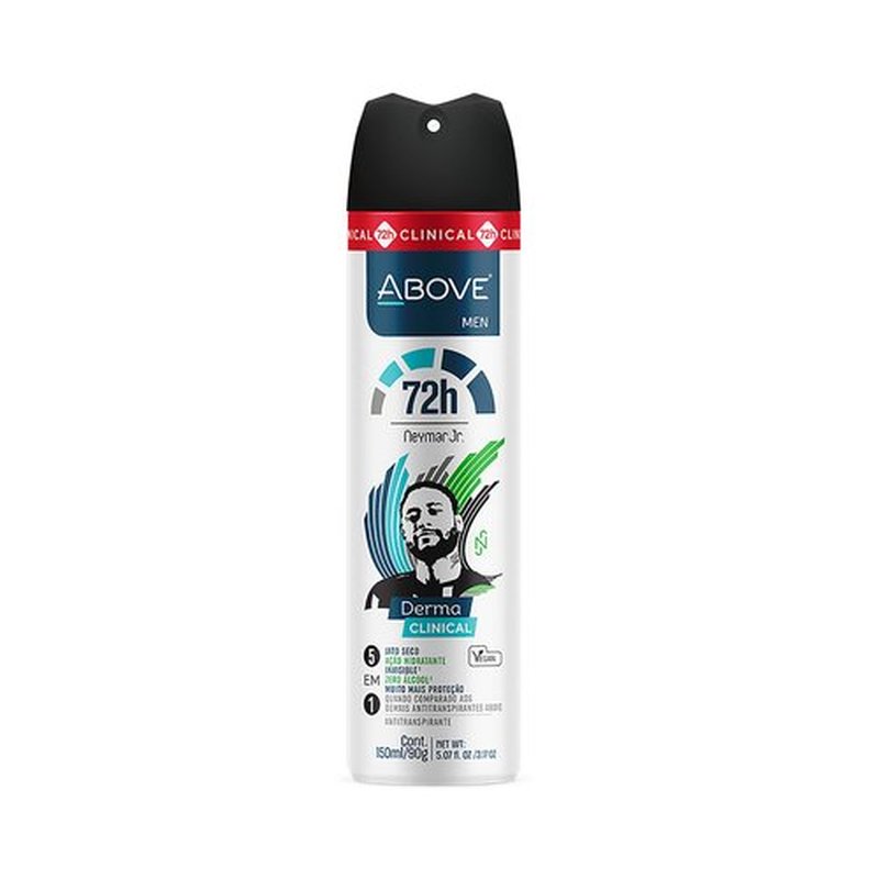 ABOVE 72 Hours Derma Clinical Antiperspirant Deodorant, Neymar Jr Men, 3.17 oz - Deodorant for Men - With Tea Tree Oil - Stain-Free - Dry Spray