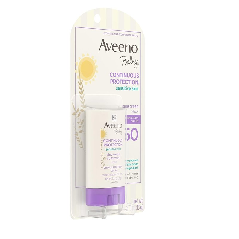 Aveeno Baby Mineral Sunscreen Stick - SPF 50 Protection for Sensitive Skin | Travel Size, 0.47 oz