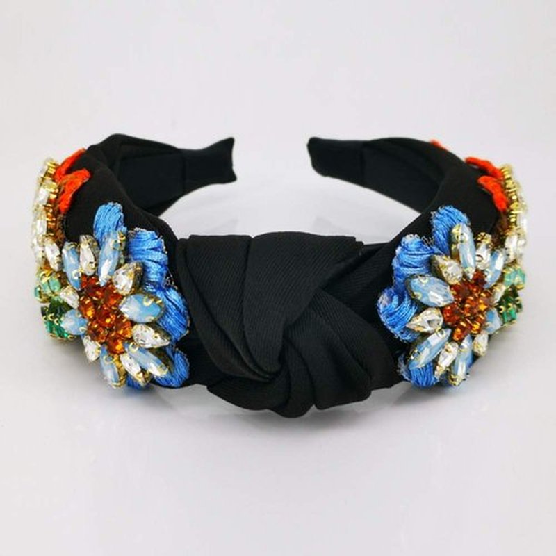 QTMY Rhinestone Crystal Headbands for Women,Hair Hoop Accessories Headwear Jewelry,522 (Black)