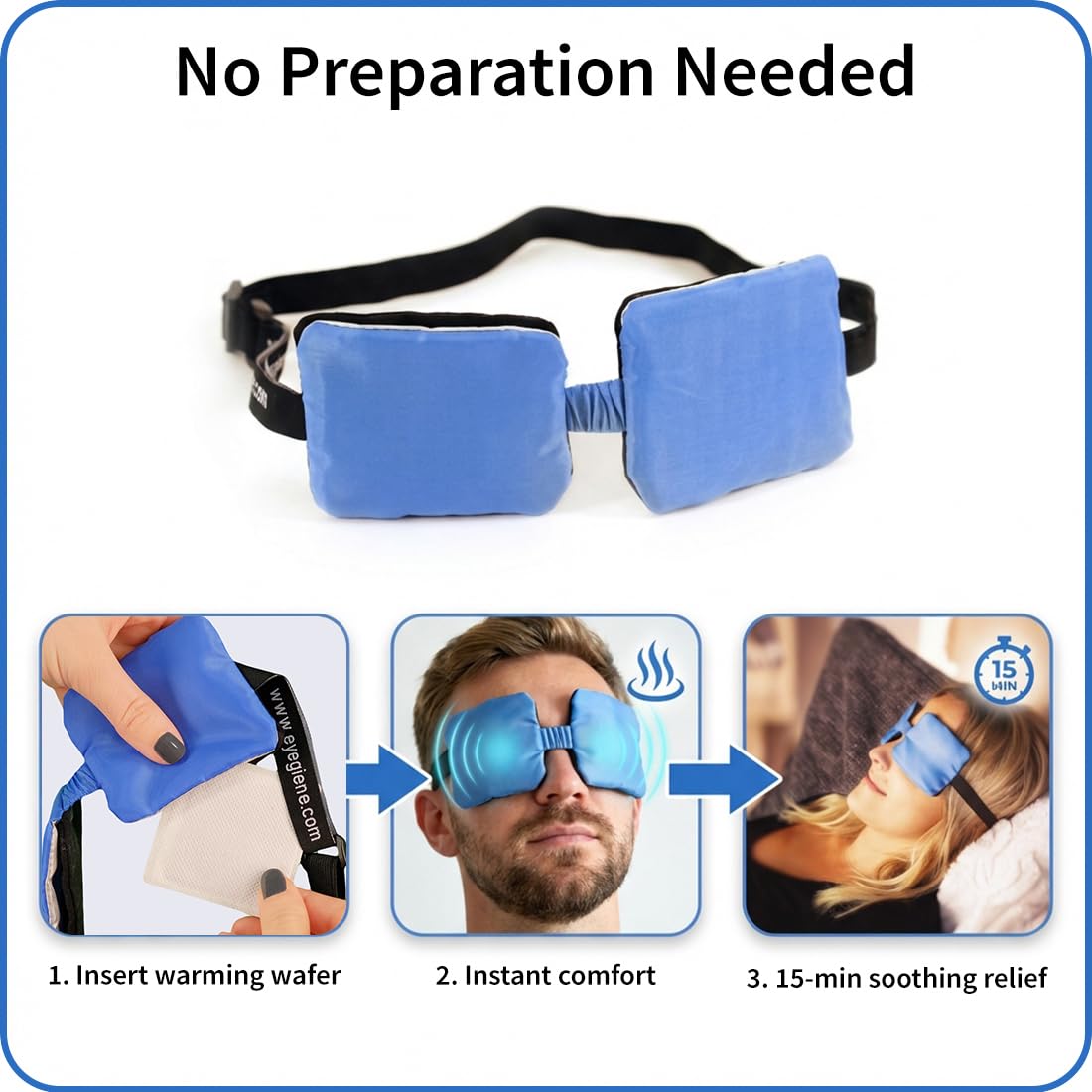 EyeGiene 30 Pairs of Warming Wafers for Insta-Warmth System Eye Mask, Dry Eye Mask, Multi-Use Heat Treatment for Dryness, Fatigue, Styes, Blepharitis, Medical Device, Travel Accessories, Refill Pack