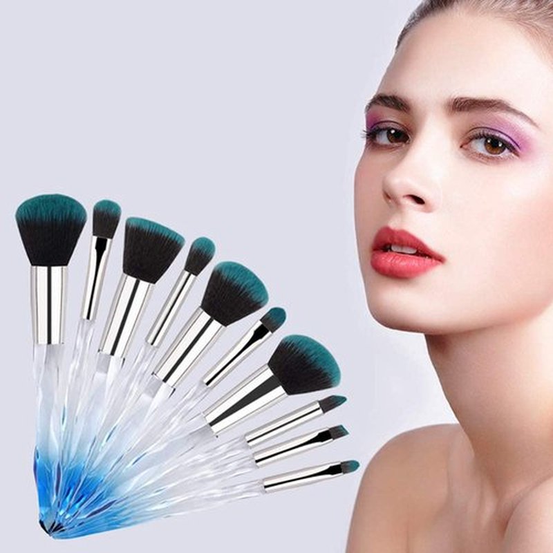Makeup Brush Professional, Acrylic Diamond Handle Make Up Brushes Series for Full Face Foudation Blush Eyeshadow Concealers Powder Transparent Beauty Tools