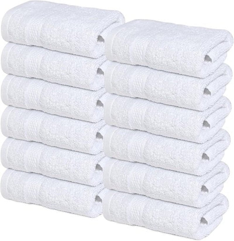 Infinitee Xclusives Premium Wash Cloths for Showering [13x13] – 100% Cotton Washcloths [Pack of 12], Soft and Absorbent Face Towels for Bathroom Wash Clothes, Gym, and Spa |Brilliant White|