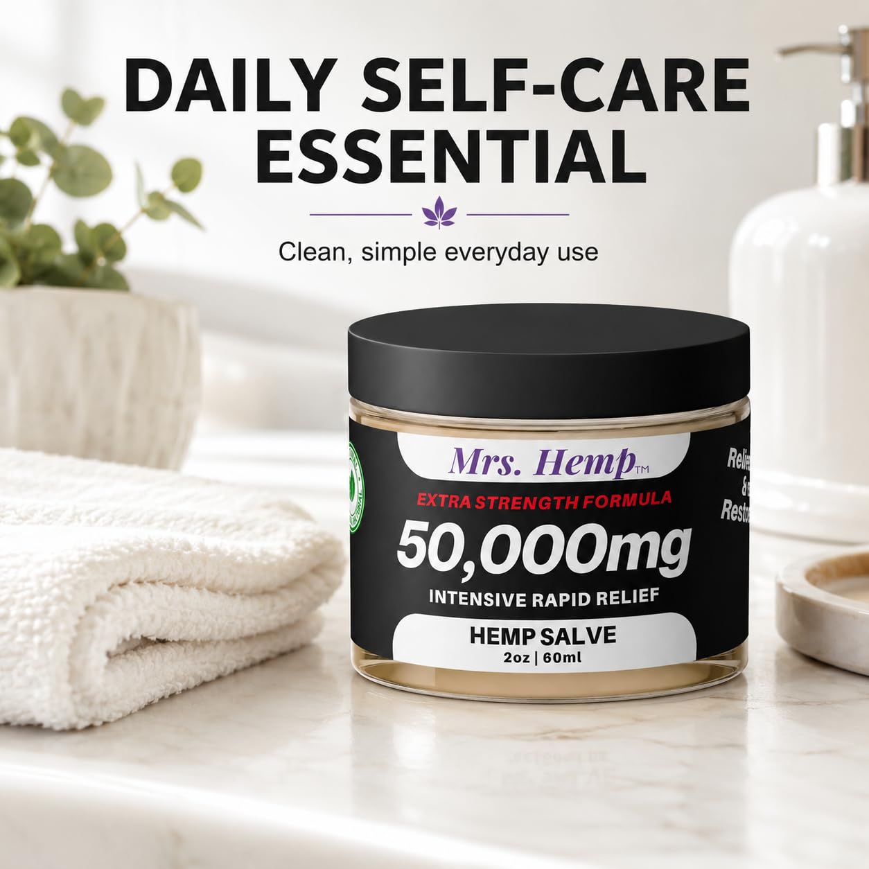 50,000 MG Hemp Extra Strength Healing Salve | Ideal for Hips, Joints, Neck, Back, Elbows, Fingers, Hands, and Knees. 100% Natural - Proudly Made in USA