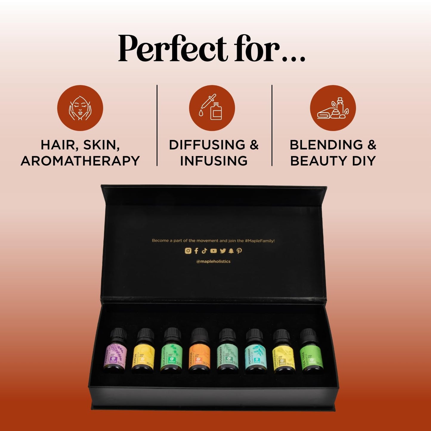 Pure Essential Oil Set for Diffuser - Aromatherapy Essential Oils for Diffusers for Home Travel and Self Care with High Grade Essential Oils for Hair Skin and Nails - Oil Diffuser Essential Oils Set