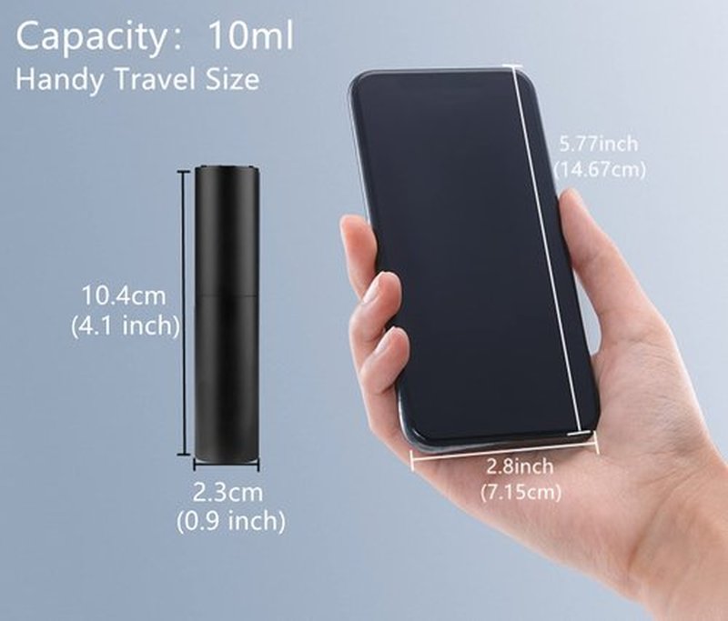 Zingso Refillable Travel Perfume Atomizer Bottles, 2 Pcs 10ml Mini Portable Spray Bottles Refillable Perfume Aftershave Atomizer Empty Travel Bottles with Funnel… (10ml (Black+Dark Purple))