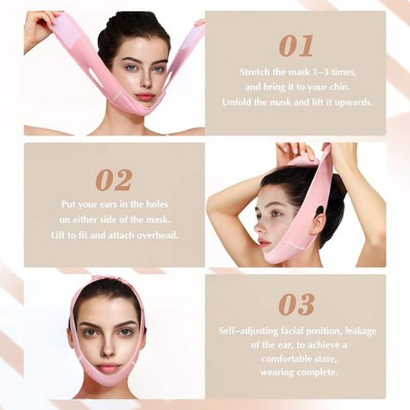Beiskll Reusable V Line Lifting Mask with Chin Strap, V Shaped Face Mask for Sagging, Jaw Exerciser (Pink)
