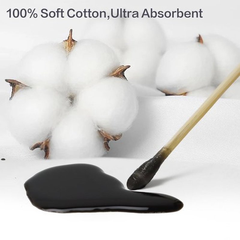 Bamboo Cotton Swabs 1000 Count - Long Cotton Swab 6 inch - Cotton Swabs with Wooden Sticks - Biodegradable Cotton Tip Applicators Cleaning Swabs for Makeup, Pet Care, Gun Cleaning