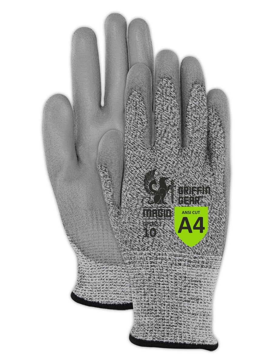 MAGID Griffin Gear ANSI A4 Liquid Repellent Nitrile Work Gloves, 12 Pairs, Size 9/Large, GPD452