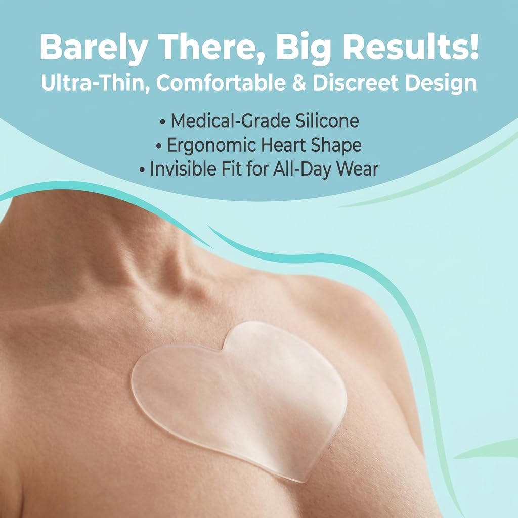 Rhostry Chest Wrinkle Patches – 2 Pack Reusable Silicone Chest Wrinkle Pad for Overnight Skin Smoothing & Firming – Hydrating Décolleté Pads for Side Sleeping Lines – 30 Day Supply