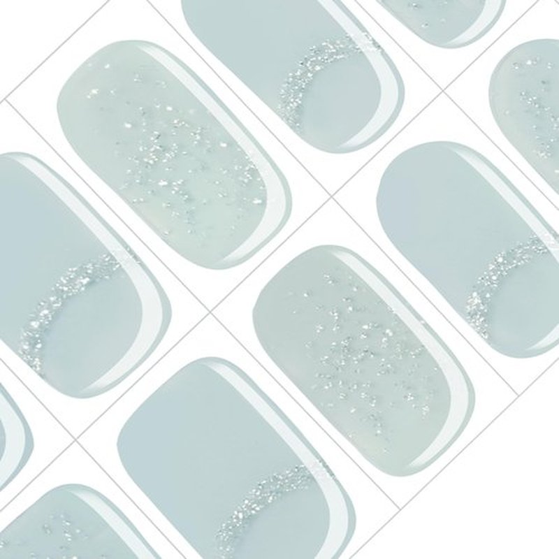 GelMala Gel Nail Stickers Blue with French line Glitter - Gel Nail Stickers Long Lasting, Easy to Apply & Remove -Gel Nail Strips for Nails Manicure Nail Wraps，Easy for begginners (Aqua de Vida)