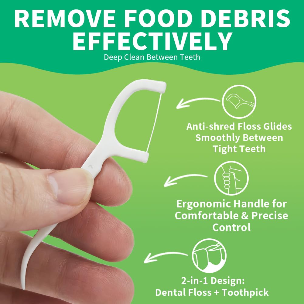 150 Count Dental Flossers Each Individually Wrapped, Floss Singles Bag, Travel Hotel Restaurant Office Car Dental Floss, Floss Picks Oral Care Teeth Clean Flat Wire