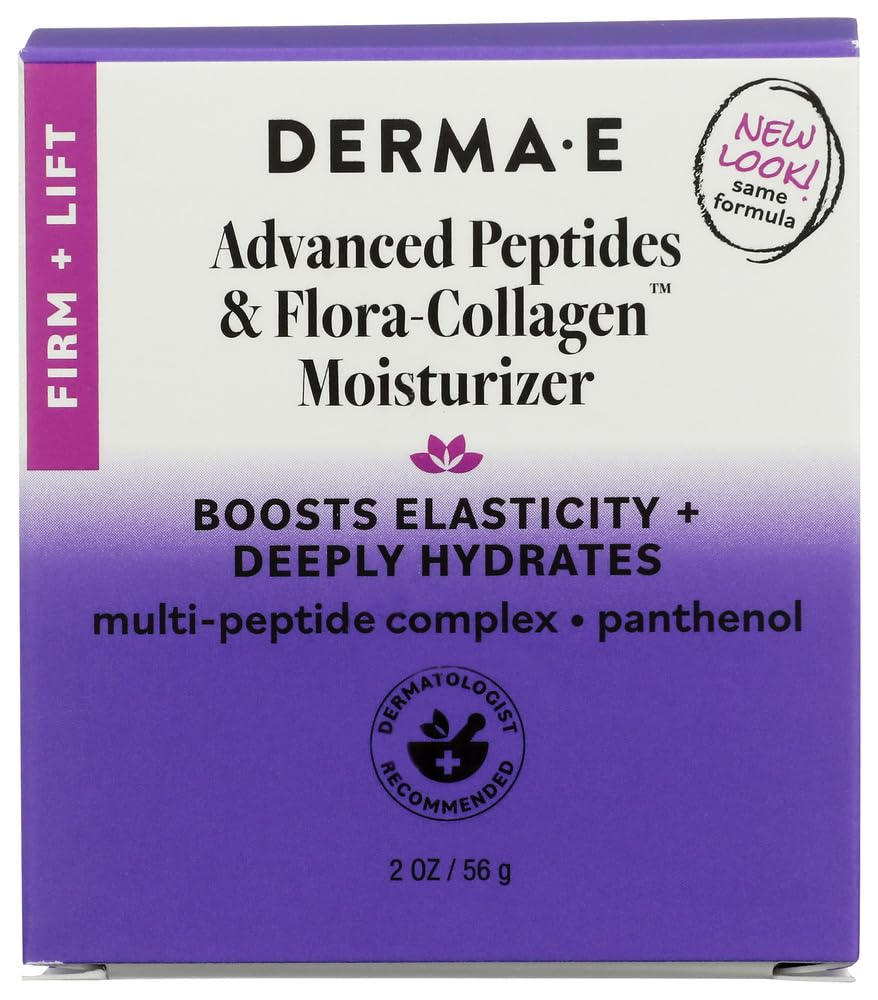 Derma E Advanced Peptides and Collagen Moisturizer – Double Action Face Cream with Peptide Complex – Intense Natural Collagen Moisture Day and Night Cream for Women, 2oz