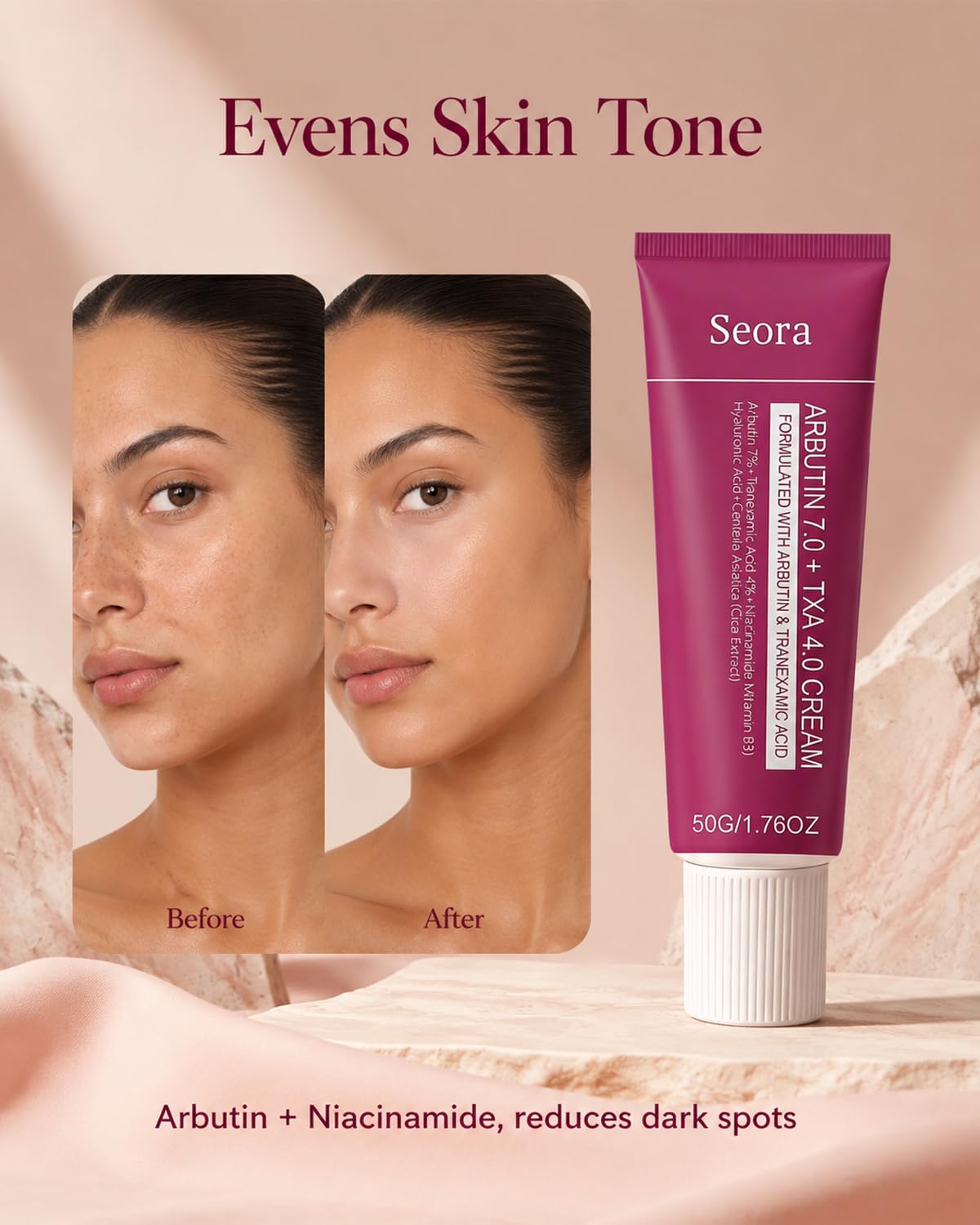 Korean Brightening Skincare Arbutin Cream, Moisturizer Hydrates, Evens Tone for Face Body and All Skin Types (2PCS)