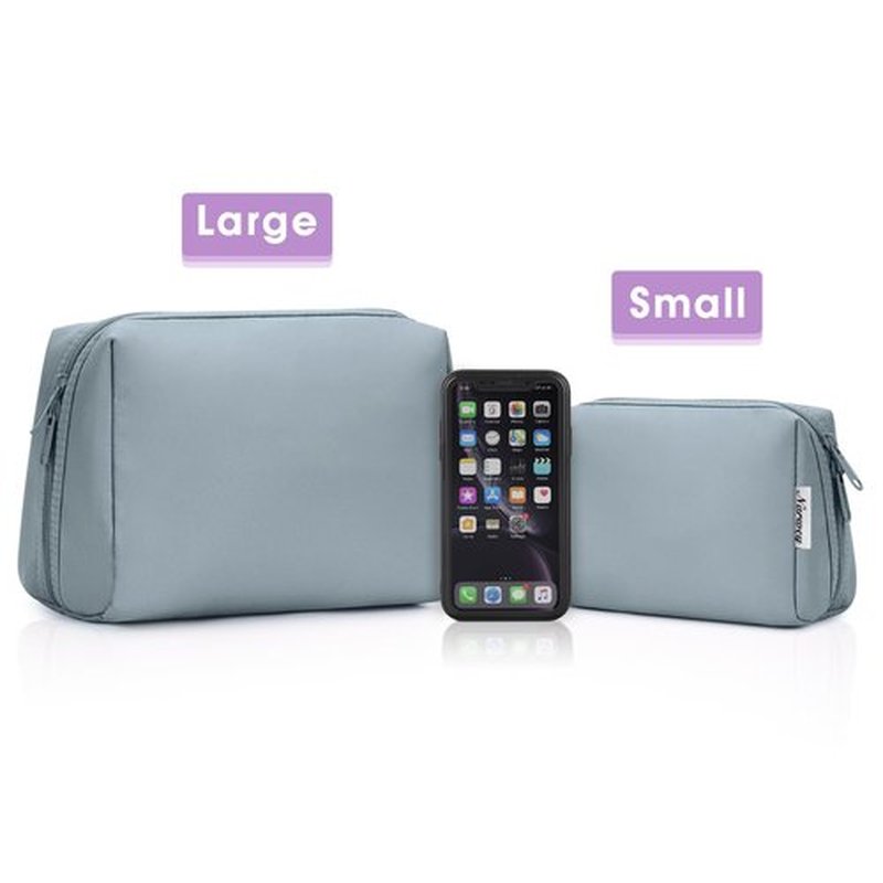 Large Makeup Bag Zipper Pouch Travel Cosmetic Organizer for Women (Large, Greyish Blue)