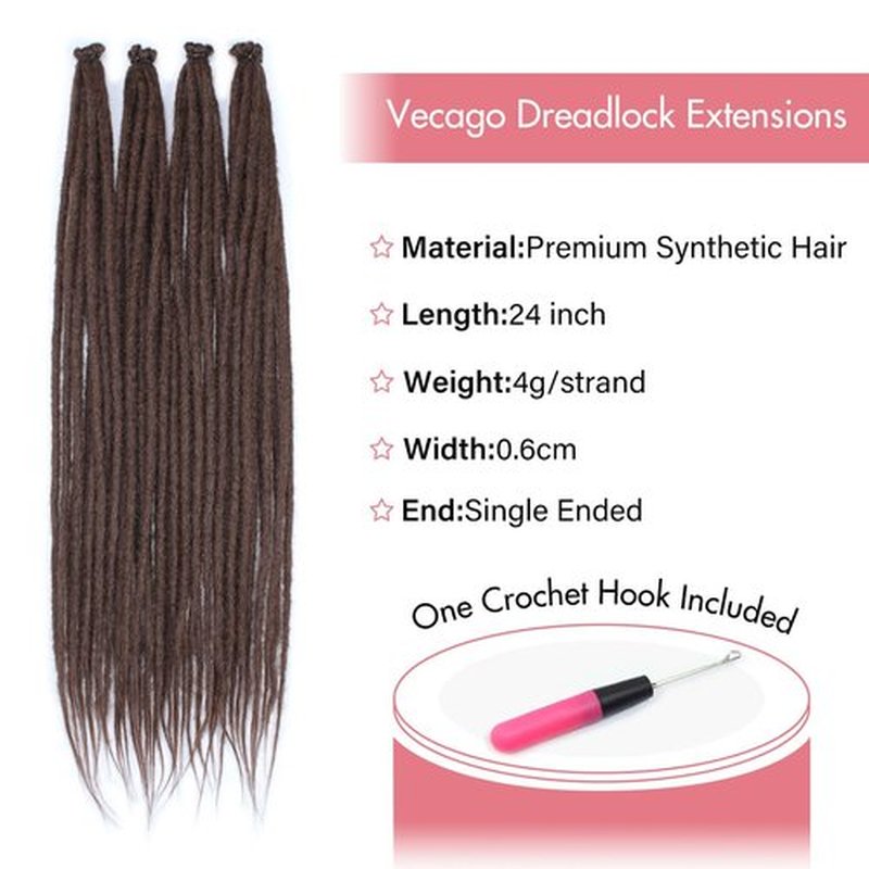24 Inch 40 Strands Dreadlock Hair Extensions,Synthetic Hippie Single Ended Handmade Dreads,Thin 0.6cm Width Straight Reggae Style Dreadlocks for Woman,#8