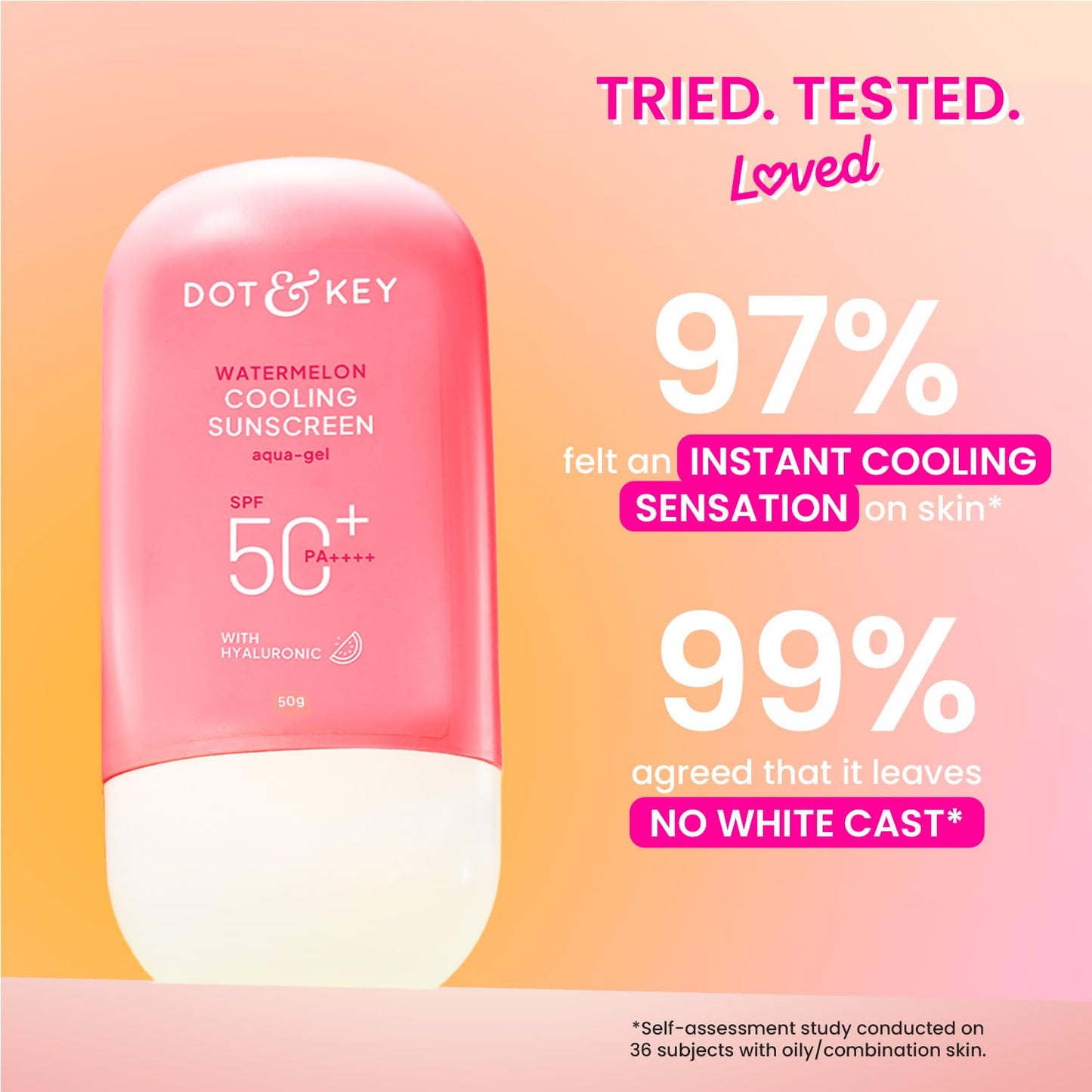 Dot & Key Watermelon Sunscreen SPF 50 PA++++ with Hyaluronic Acid, Broad Spectrum, 1.76 oz (50 g)