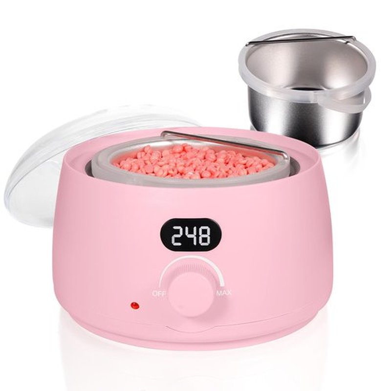 Digital Wax Warmer for Hair Removal : LCD Professional Waxing Pot Hard Wax Heater for Waxing - 14 oz Melt Wax Beads Pot and Transparent Lid(Pink)