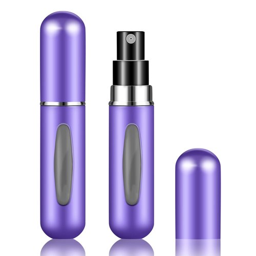 Fivexing 2Pcs Refillable Perfume Atomizer Bottles，Portable Mini Separate Perfume Bottle，Travel and Outings Spray Boxes Dispensers 5ml/0.2oz (Purple)