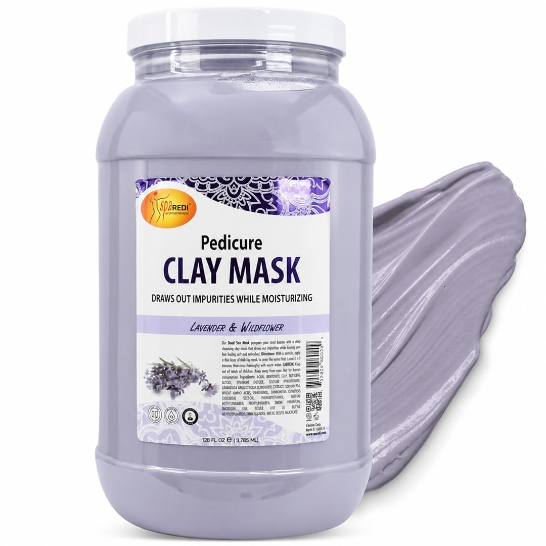 SPA REDI Bentonite Clay Mask – Full-Body Detox & Deep-Cleansing Mud Mask, Lavender & Wildflower, Hyaluronic Acid, Amino Acids & Panthenol, Sulfate-Free, Cruelty-Free, Professional & At-Home Use 128 oz