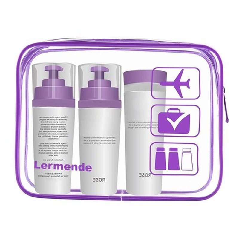 Lermende 2pcs/pack Clear Toiletry Bag TSA Approved Travel Carry On Airport Airline Compliant Bag Quart Sized 3-1-1 Kit Luggage Pouch (Purple)